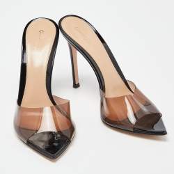 Pre Owned Gianvito Rossi Brown PVC Elle Slide Sandals Size 37