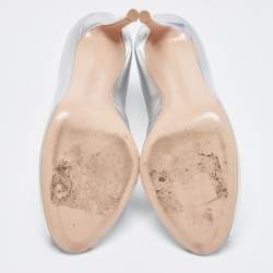 Pre Owned Gianvito Rossi Silver Leather Vamp Booties Size 39