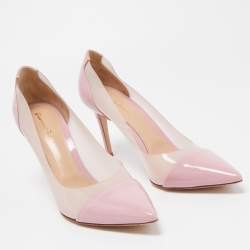 Pre Owned Gianvito Rossi Pink Patent Leather and PVC Plexi Pointed Toe Pumps Size 41