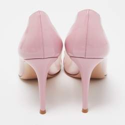 Pre Owned Gianvito Rossi Pink Patent Leather and PVC Plexi Pointed Toe Pumps Size 41