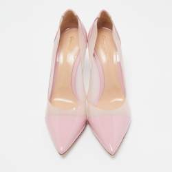 Pre Owned Gianvito Rossi Pink Patent Leather and PVC Plexi Pointed Toe Pumps Size 41
