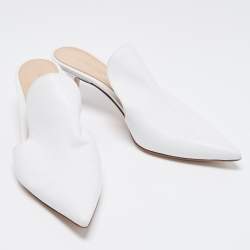 Pre Owned Gianvito Rossi White Leather Aramis Mules Size 36