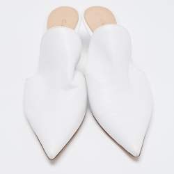 Pre Owned Gianvito Rossi White Leather Aramis Mules Size 36