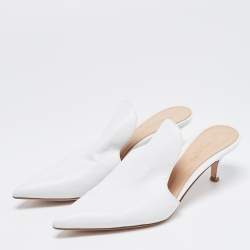 Pre Owned Gianvito Rossi White Leather Aramis Mules Size 36