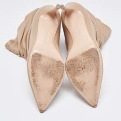 Pre Owned Gianvito Rossi Beige Leather Ruched Cécile Ankle Boots Size 39