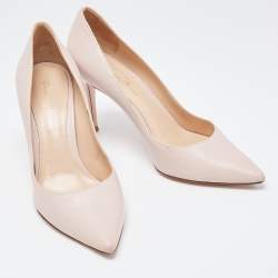 Pre Owned Gianvito Rossi Pink Leather Pointed Toe Pumps Size 37.5