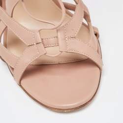 Pre Owned Gianvito Rossi Beige Leather And Net Cage Sandals Size 41