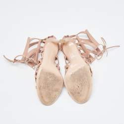Pre Owned Gianvito Rossi Beige Leather And Net Cage Sandals Size 41