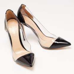 Pre Owned Gianvito Rossi Black Patent Leather and PVC Plexi Pumps Size 38
