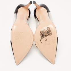 Pre Owned Gianvito Rossi Black Patent Leather and PVC Plexi Pumps Size 38