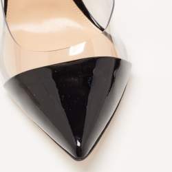 Pre Owned Gianvito Rossi Black Patent Leather and PVC Plexi Pumps Size 38