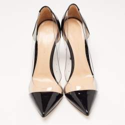 Pre Owned Gianvito Rossi Black Patent Leather and PVC Plexi Pumps Size 38