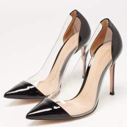 Pre Owned Gianvito Rossi Black Patent Leather and PVC Plexi Pumps Size 38