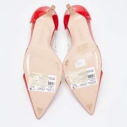 Pre Owned Gianvito Rossi Red Patent and PVC Plexi Pumps Size 38.5