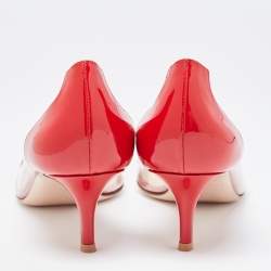 Pre Owned Gianvito Rossi Red Patent and PVC Plexi Pumps Size 38.5