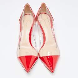 Pre Owned Gianvito Rossi Red Patent and PVC Plexi Pumps Size 38.5