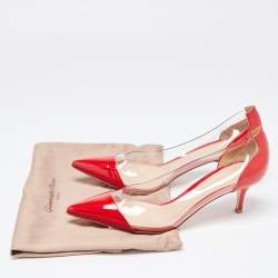 Pre Owned Gianvito Rossi Red Patent and PVC Plexi Pumps Size 38.5