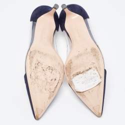 Pre Owned Gianvito Rossi Navy Blue Suede and PVC Plexi  Pumps Size 38.5