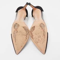 Pre Owned Gianvito Rossi Black Suede and PVC Plexi Pointed Toe Pumps Size 36.5