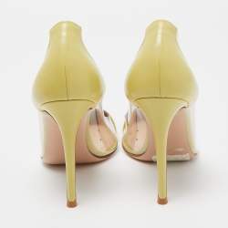 Pre Owned Gianvito Rossi Light Yellow Leather and PVC Plexi Pumps Size 38.5