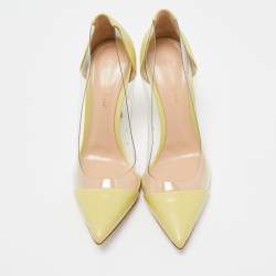 Pre Owned Gianvito Rossi Light Yellow Leather and PVC Plexi Pumps Size 38.5