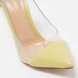 Pre Owned Gianvito Rossi Light Yellow Leather and PVC Plexi Pumps Size 38.5