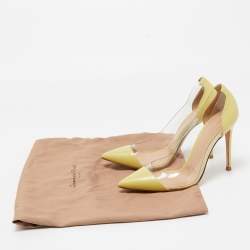 Pre Owned Gianvito Rossi Light Yellow Leather and PVC Plexi Pumps Size 38.5