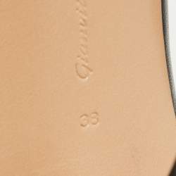 Pre Owned Gianvito Rossi Black Leather V-Neck Peep Toe Ankle Boots Size 38