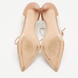 مملوكة مسبقًا Gianvito Rossi Beige PVC and Leather Helmut Ankle Boots Size 38.5