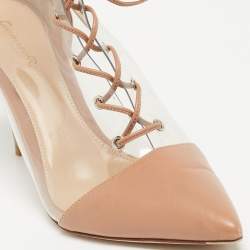 مملوكة مسبقًا Gianvito Rossi Beige PVC and Leather Helmut Ankle Boots Size 38.5