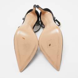 Pre Owned Gianvito Rossi Black PVC and Crystal Embellished Suede Sabin Pumps Size 38