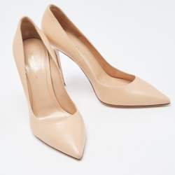 Pre Owned Gianvito Rossi Beige Leather Pointed Toe Pumps Size 39.5