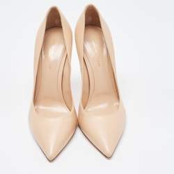 Pre Owned Gianvito Rossi Beige Leather Pointed Toe Pumps Size 39.5