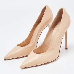 Pre Owned Gianvito Rossi Beige Leather Pointed Toe Pumps Size 39.5
