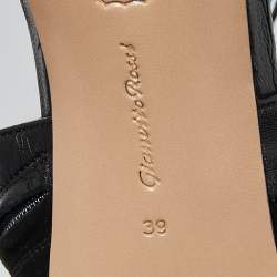 Pre Owned Gianvito Rossi Black Leather and Suede Lace Up Sandals Size 39