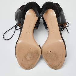 Pre Owned Gianvito Rossi Black Leather and Suede Lace Up Sandals Size 39