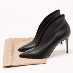 Pre Owned Gianvito Rossi Black Leather Vamp Pointed Toe Booties Size 41
