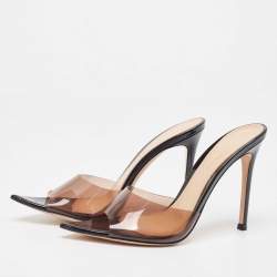 Gianvito Rossi Black/Brown PVC Elle Slides Size 37 