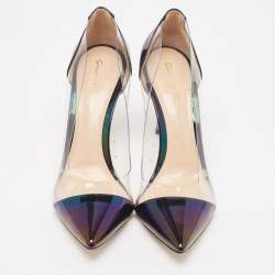 Pre Owned Gianvito Rossi Metallic Iridescent Leather and PVC Plexi Pumps Size 38