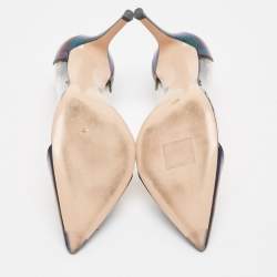 Pre Owned Gianvito Rossi Metallic Iridescent Leather and PVC Plexi Pumps Size 38