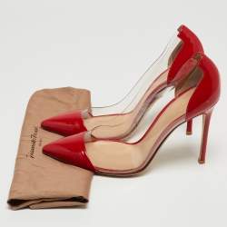 Pre Owned Gianvito Rossi Red Patent Leather and PVC Plexi Pumps Size 39