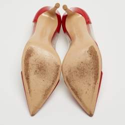 Pre Owned Gianvito Rossi Red Patent Leather and PVC Plexi Pumps Size 39