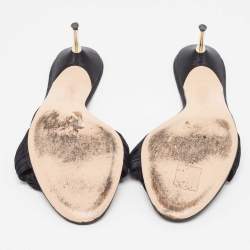 Gianvito Rossi Black Pleated Satin Bow Slide Sandals Size 41