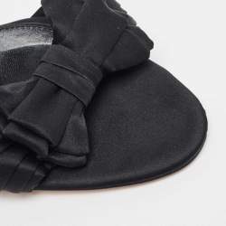Gianvito Rossi Black Pleated Satin Bow Slide Sandals Size 41