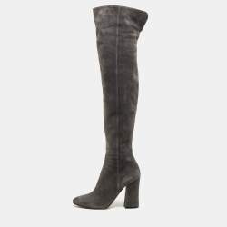Pre Owned Gianvito Rossi Grey Suede Knee Boots Size 39