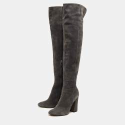 Pre Owned Gianvito Rossi Grey Suede Knee Boots Size 39