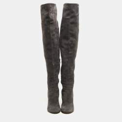 Pre Owned Gianvito Rossi Grey Suede Knee Boots Size 39