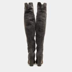 Pre Owned Gianvito Rossi Grey Suede Knee Boots Size 39
