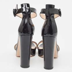 Pre Owned Gianvito Rossi Black Patent Leather Platform Ankle Strap Sandals Size 42