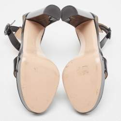 Pre Owned Gianvito Rossi Black Patent Leather Platform Ankle Strap Sandals Size 42